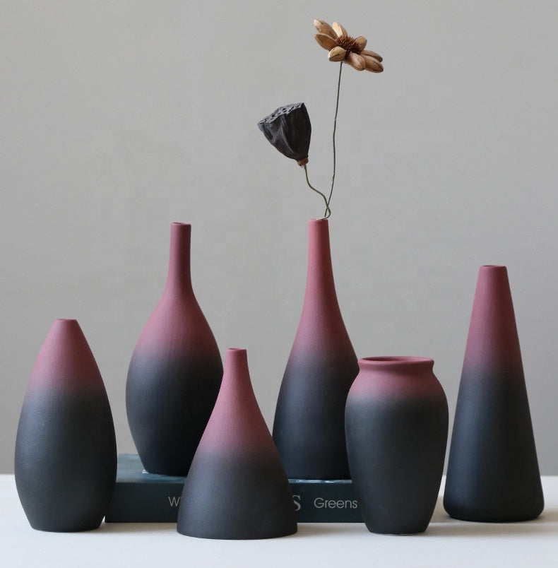 Nordic Donut Ceramic Vase Set of 2 - Round Hollow Minimalist Decorative Vases