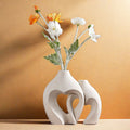 Nordic Heart-Shaped Ceramic Vase Set of 2 - Modern Minimalist Home Decor