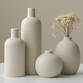 Modern Neutral Ceramic Vase Set (4 Pcs) - Minimalist Home Decoration