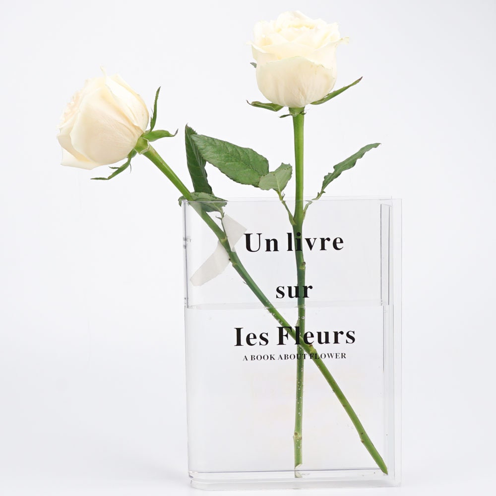 Clear Acrylic Book Vase - Minimalist Literary Decor