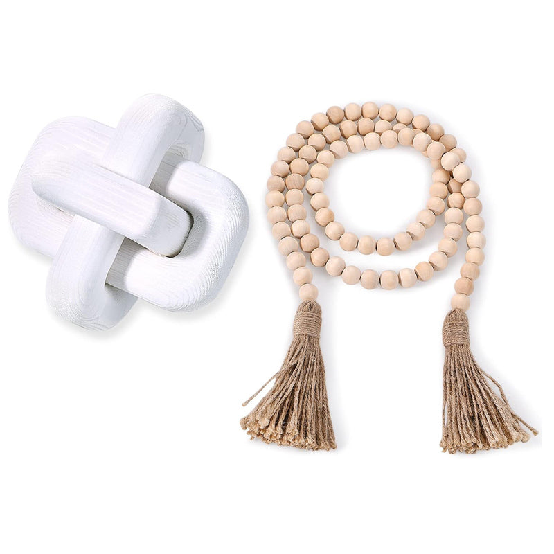 3-Link Wood Knot Decor - Hand-Carved Paulownia Wood