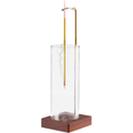 Glass Ash Catcher Incense Holder - Vertical Wood Base Stick Burner