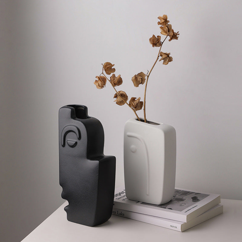 Geometric White Porcelain Bookends - Modern Shelf Decor