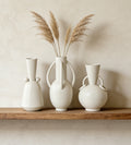 3-Piece Minimalist Ceramic Vase Set with Handle